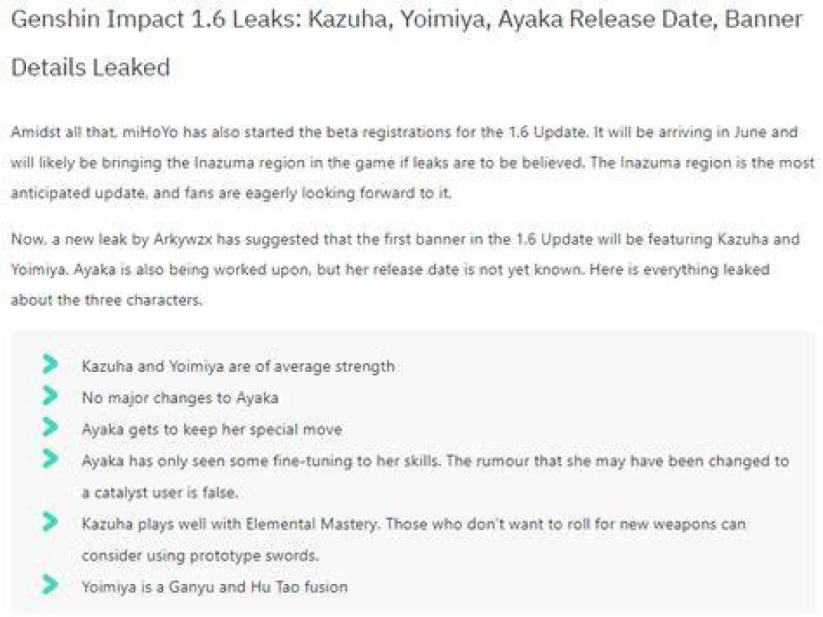 Ayaka, Kazuha, Yoimiya, Release Date, Banner Details Leaked