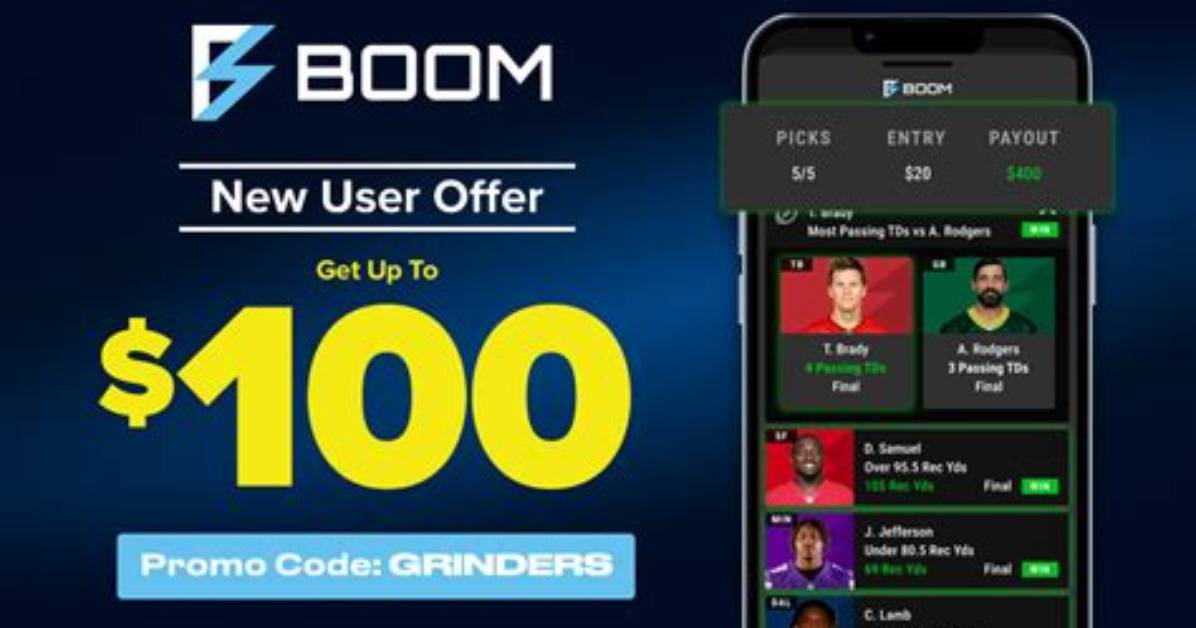 Boom Fantasy Promo Code Grinders Delivers $100 First Entry