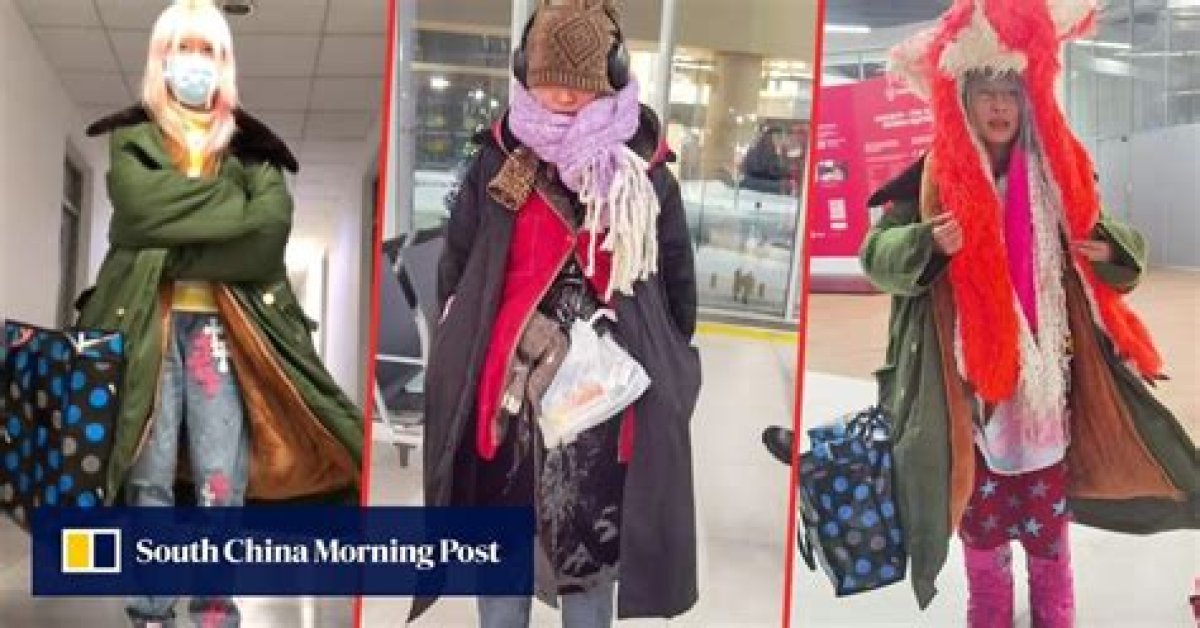Creative Young China Fliers Dodge Airline Luggage Fees by Wearing Layers of Clothes to Become Walking Wardrobes