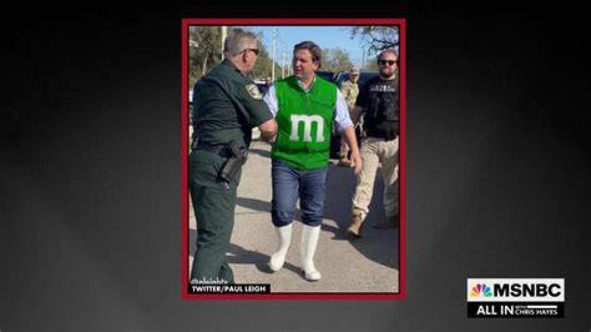 Desantis Auditions for Role of Green M&M in White Boots