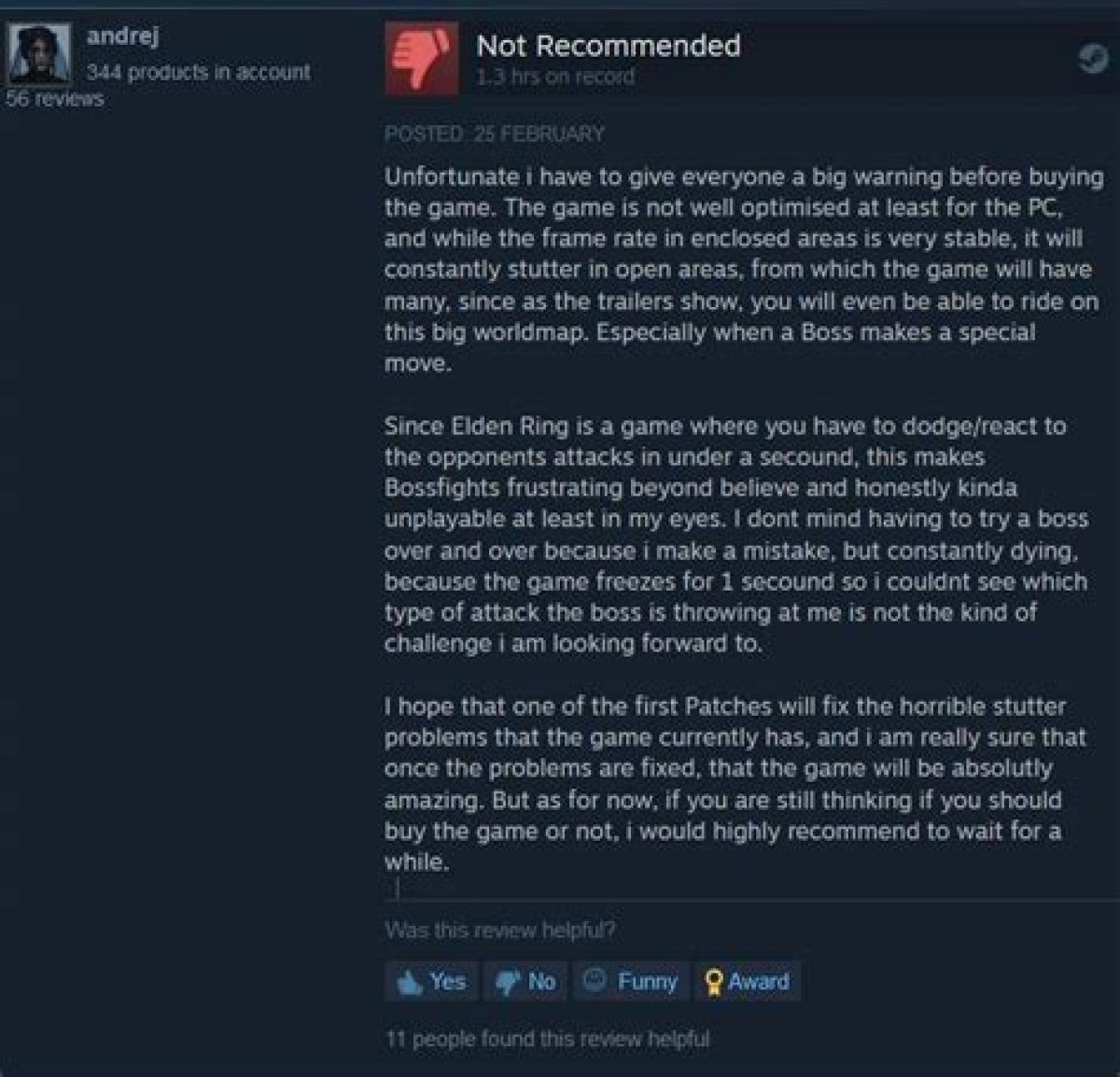Elden Ring Steam Reviews Temporarily Deleted Possibly Due to Freezes