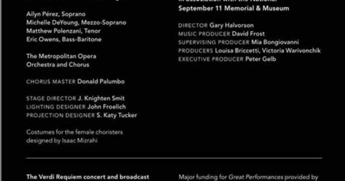 Great Performances - Verdi's Requiem: the Met Remembers 9/11 | About | Great Performances