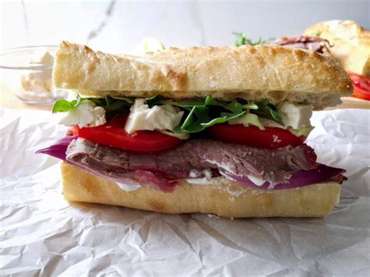 Greek Sandwich with Sliced Roast Lamb