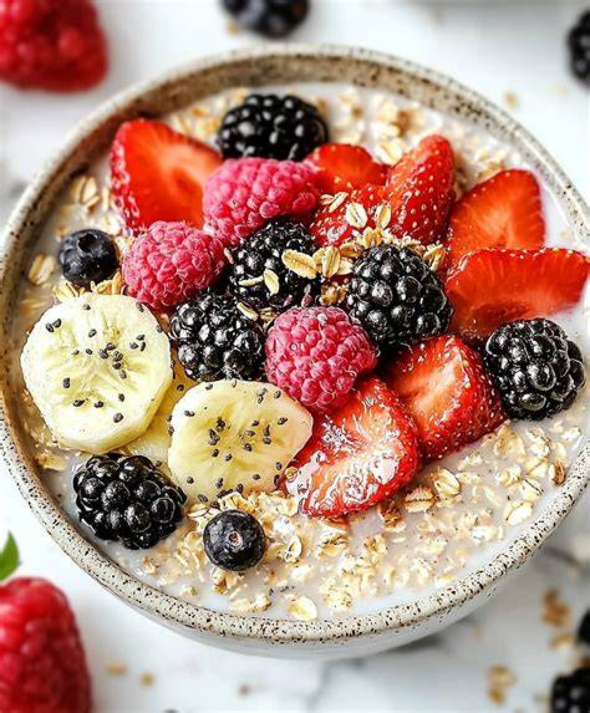 Healthy Breakfast Option with Fruits and Oats