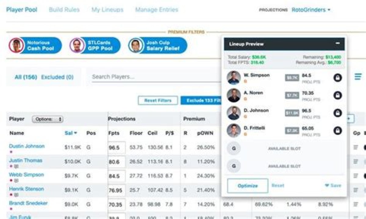 How to Use the Rotogrinders Lineup Builder