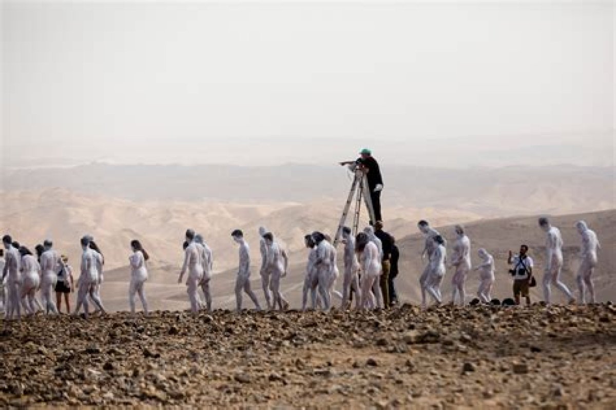 Hundreds of Models Pose Nude for Photo Shoot to Highlight Climate Change Near Dead Sea in Israel