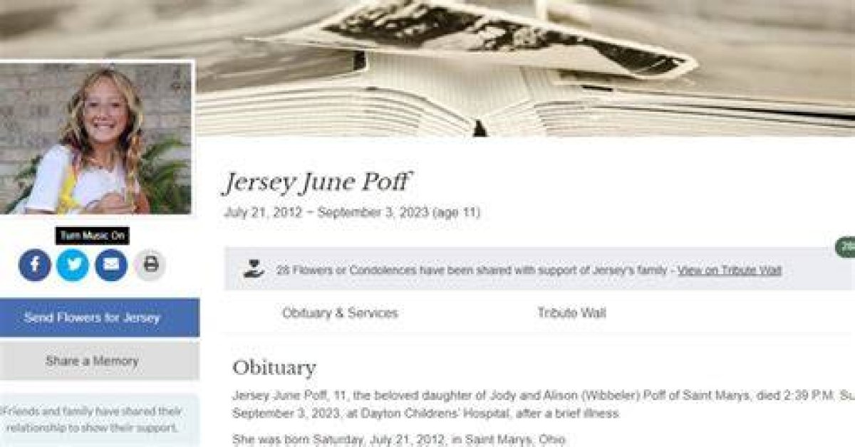 Jersey Poff’s Obituary to Held at Wayne Street Church, St. Marys, Ohio