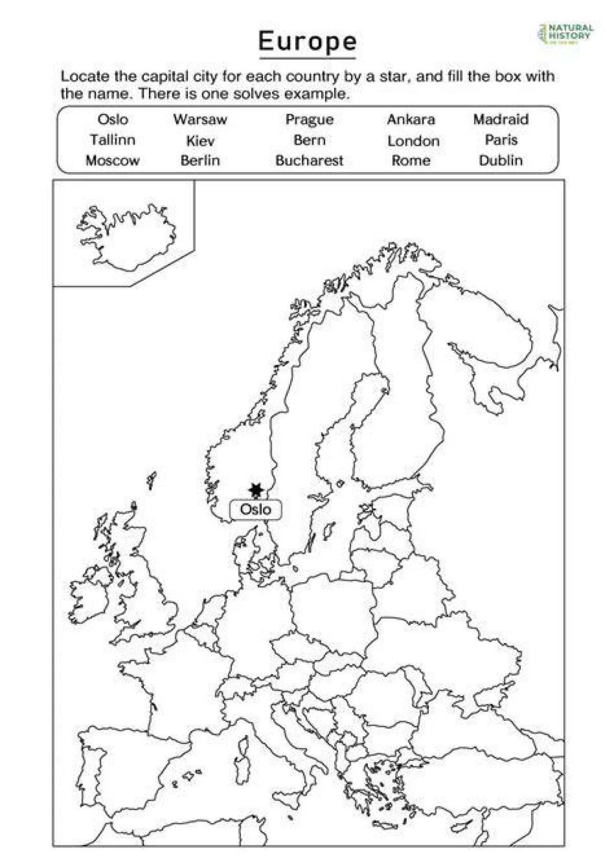 Map of Europe, 1815 — Printable Worksheet