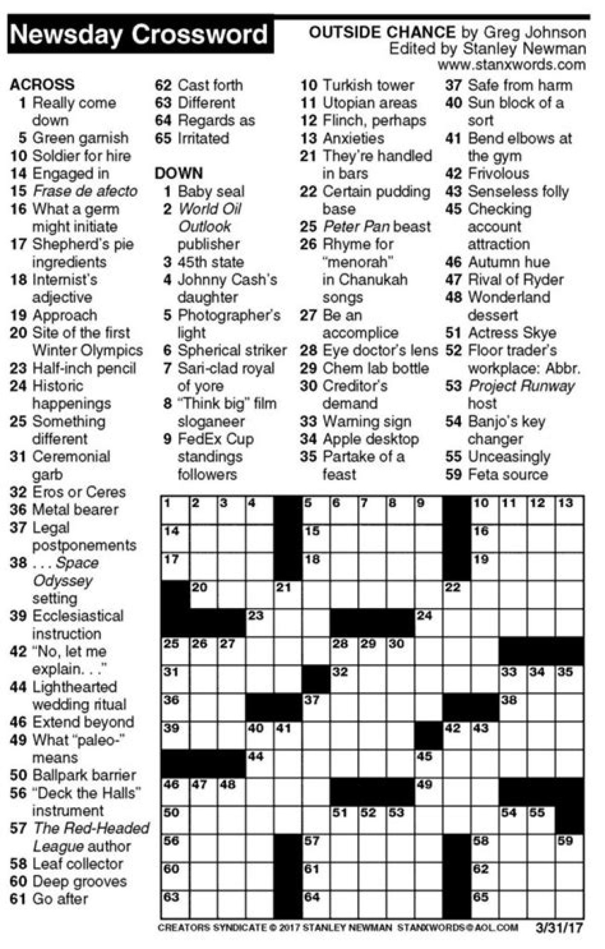 Newsday Bubble’s Exterior Crossword Puzzle Clues and Answers