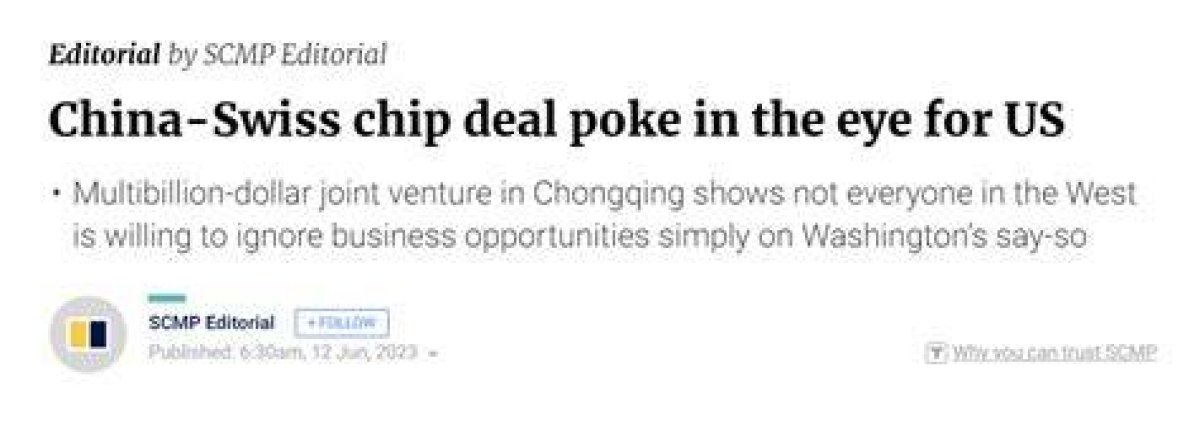 Opinion | China-Swiss Chip Deal Poke in the Eye for Us
