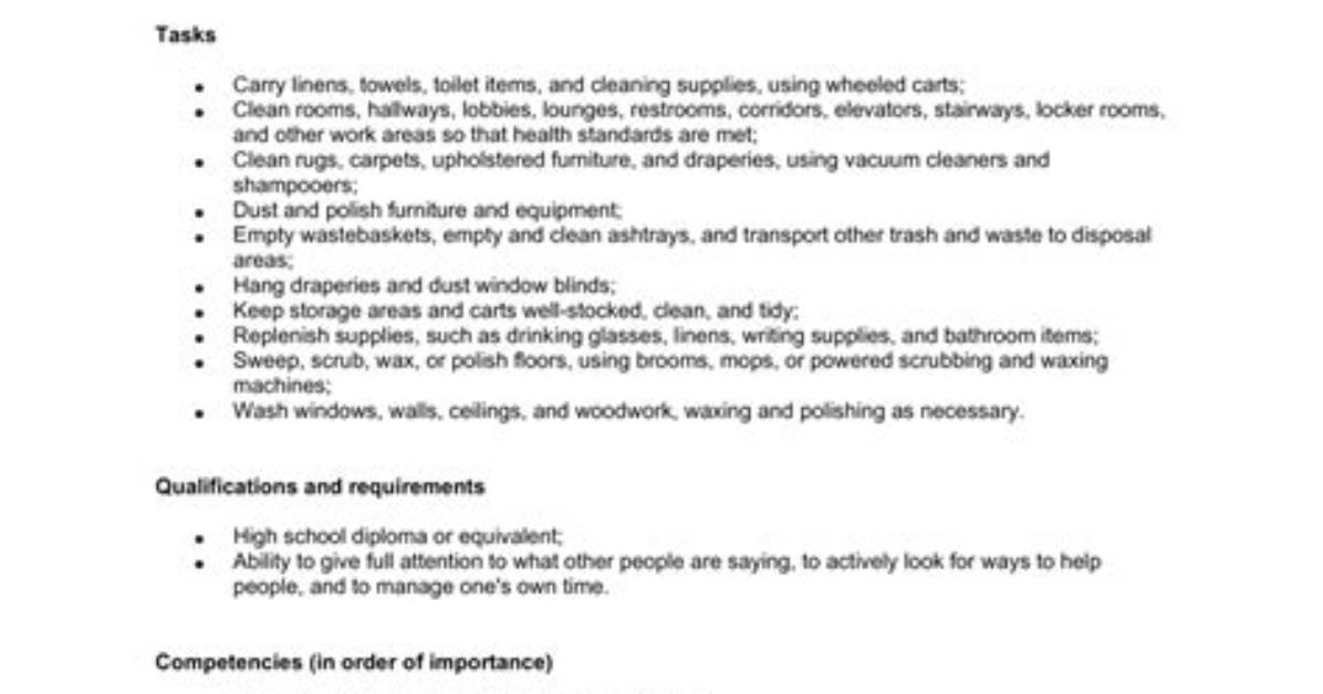 Residential Cleaner Job Description