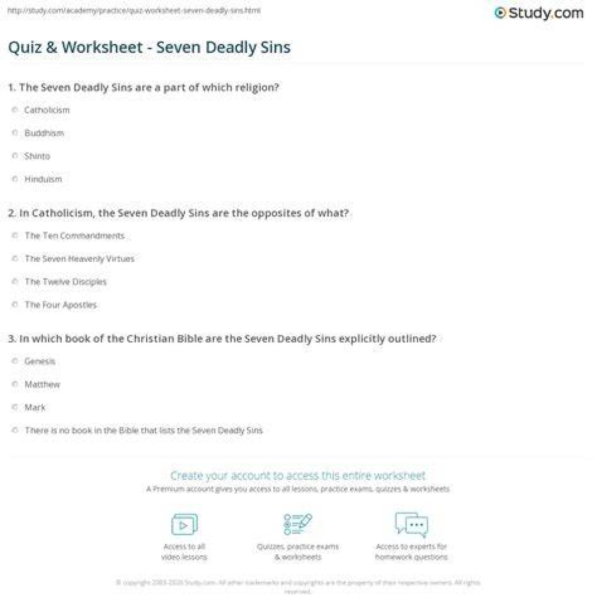 Seven Deadly Sins (Latin) Quiz
