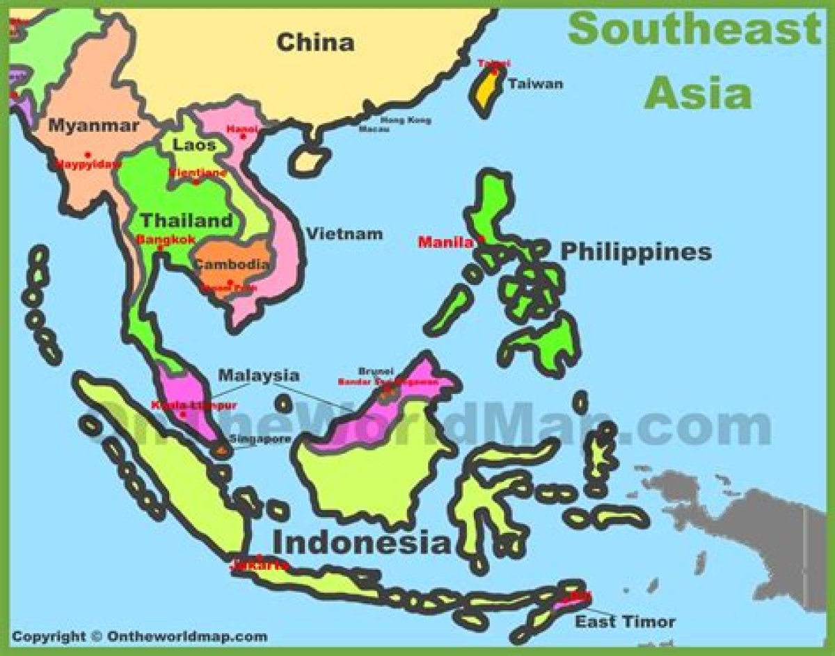 South, Southeast, East Asian Countries Map Quiz