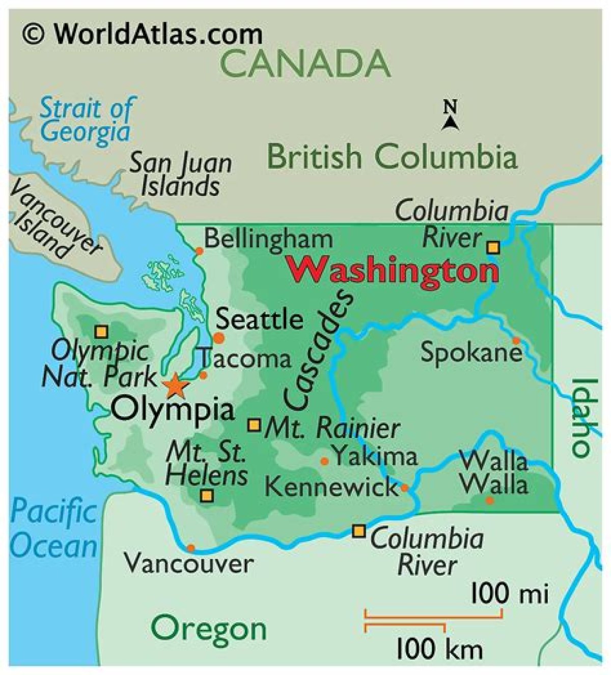State Bordered by Washington on the North: Abbr.