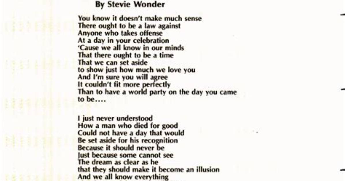 Stevie Wonder’s “Happy Birthday” Lyrics Meaning