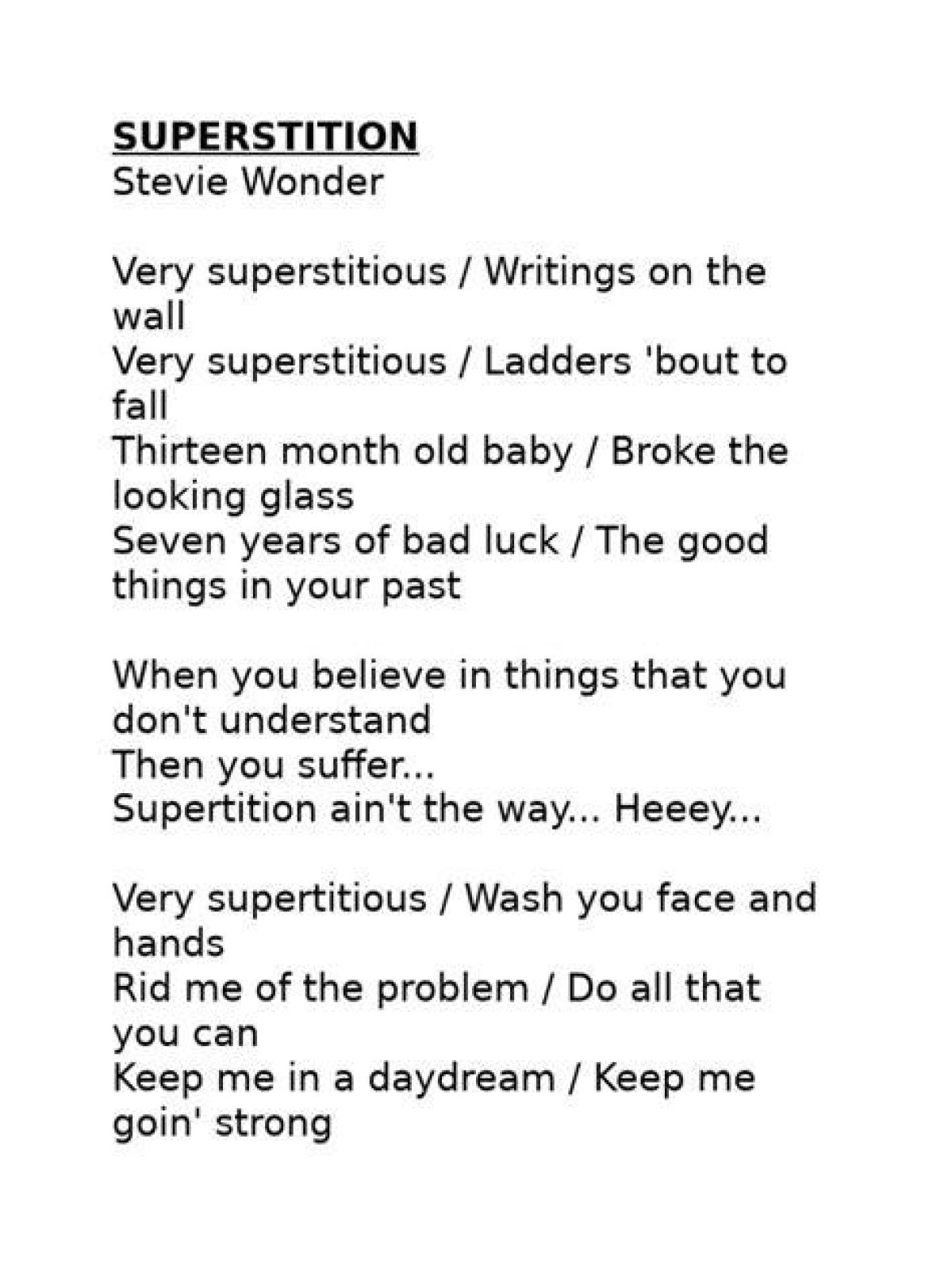 Stevie Wonder’s “Superstition” Lyrics Meaning