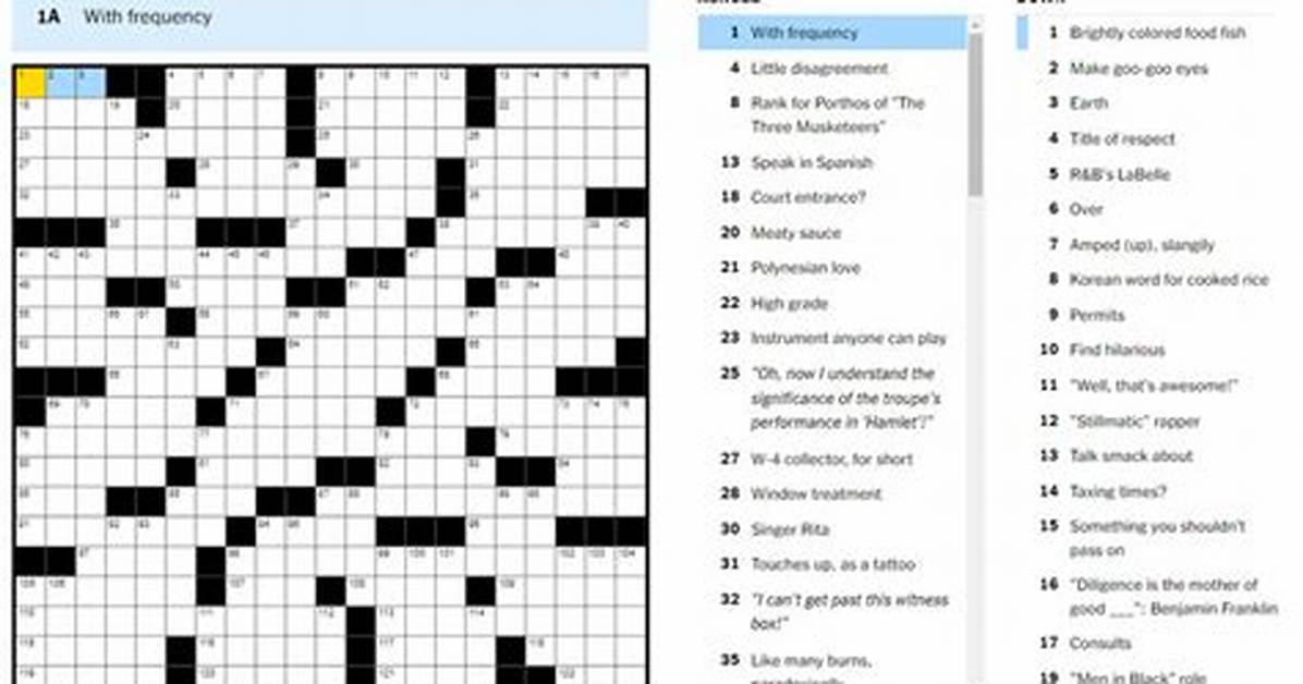 Sweet Nyt Crossword Puzzle Clue Answers