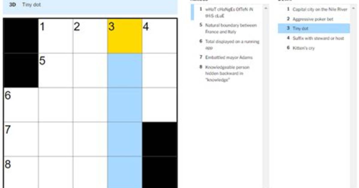 Tiny Trunks Nyt Crossword Clue
