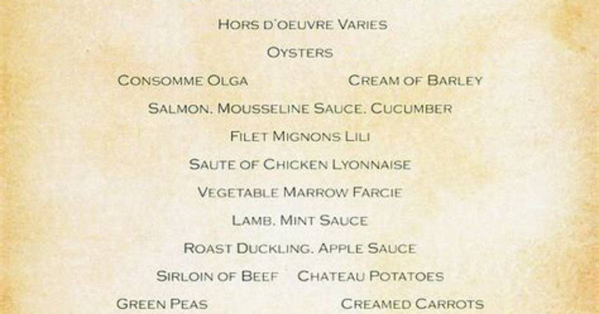 Titanic First-Class Dinner Menu Sells for Us$103,000 at Uk Auction