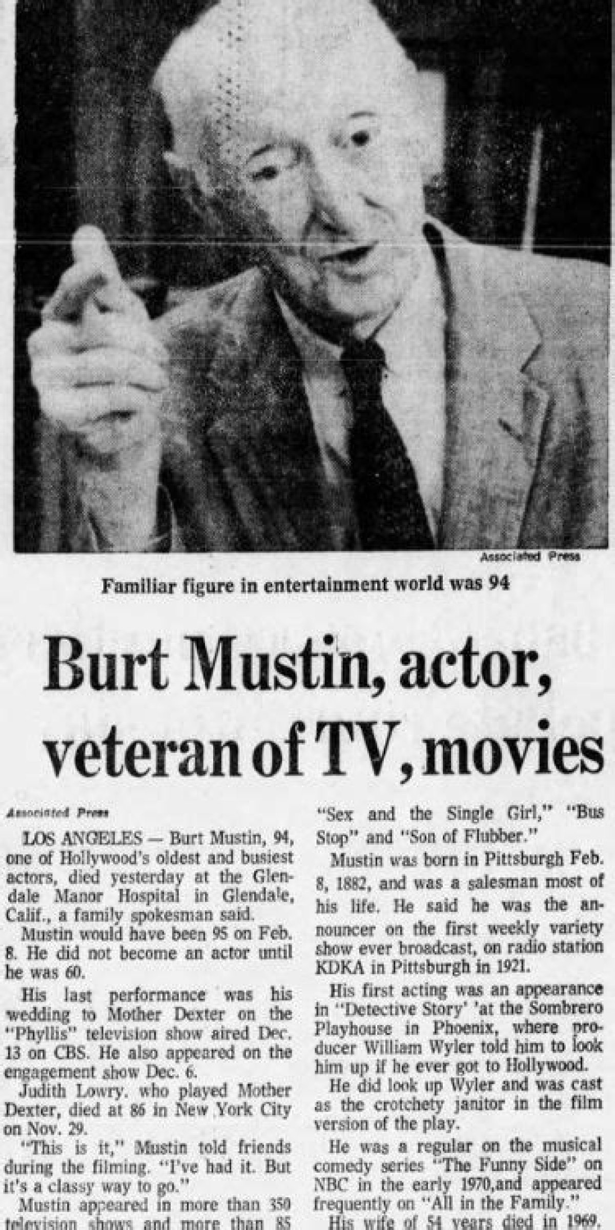 Unveiling the Age of Burt Mustin at His Passing