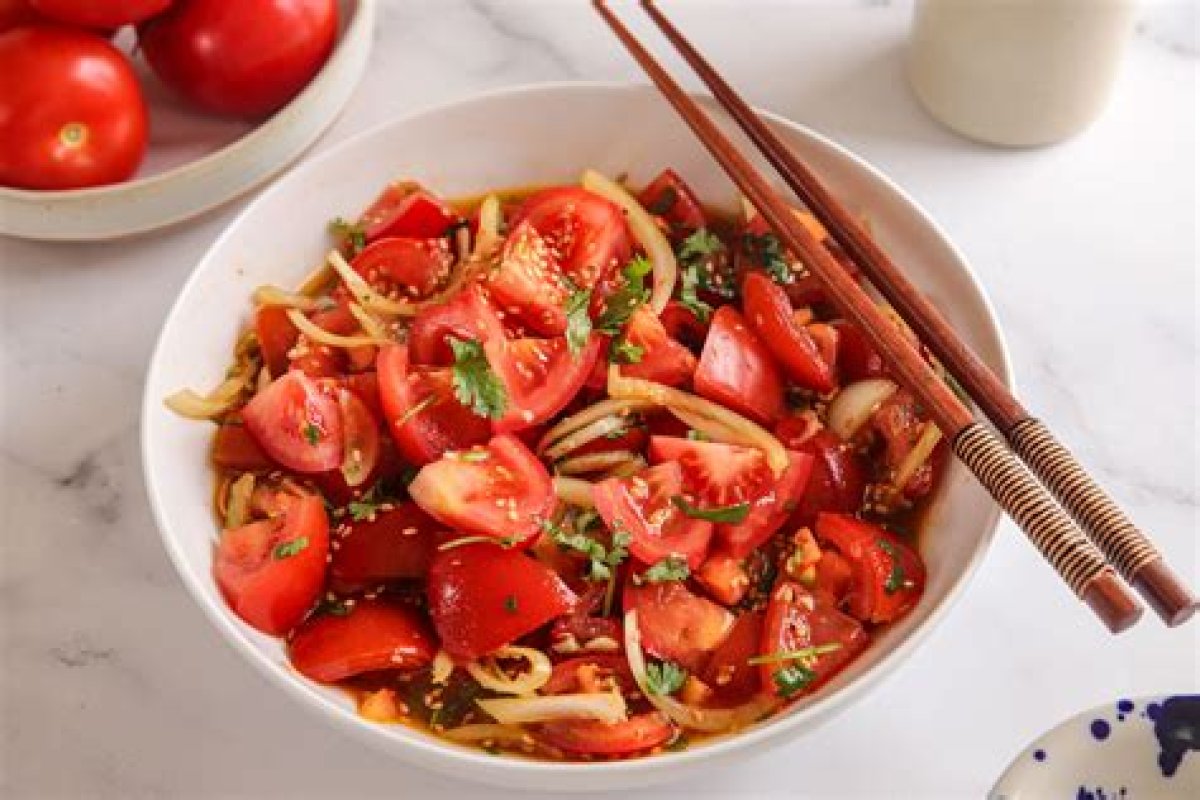 Vegan Japanese Tomato Salad with Soy-Onion Dressing - Recipe