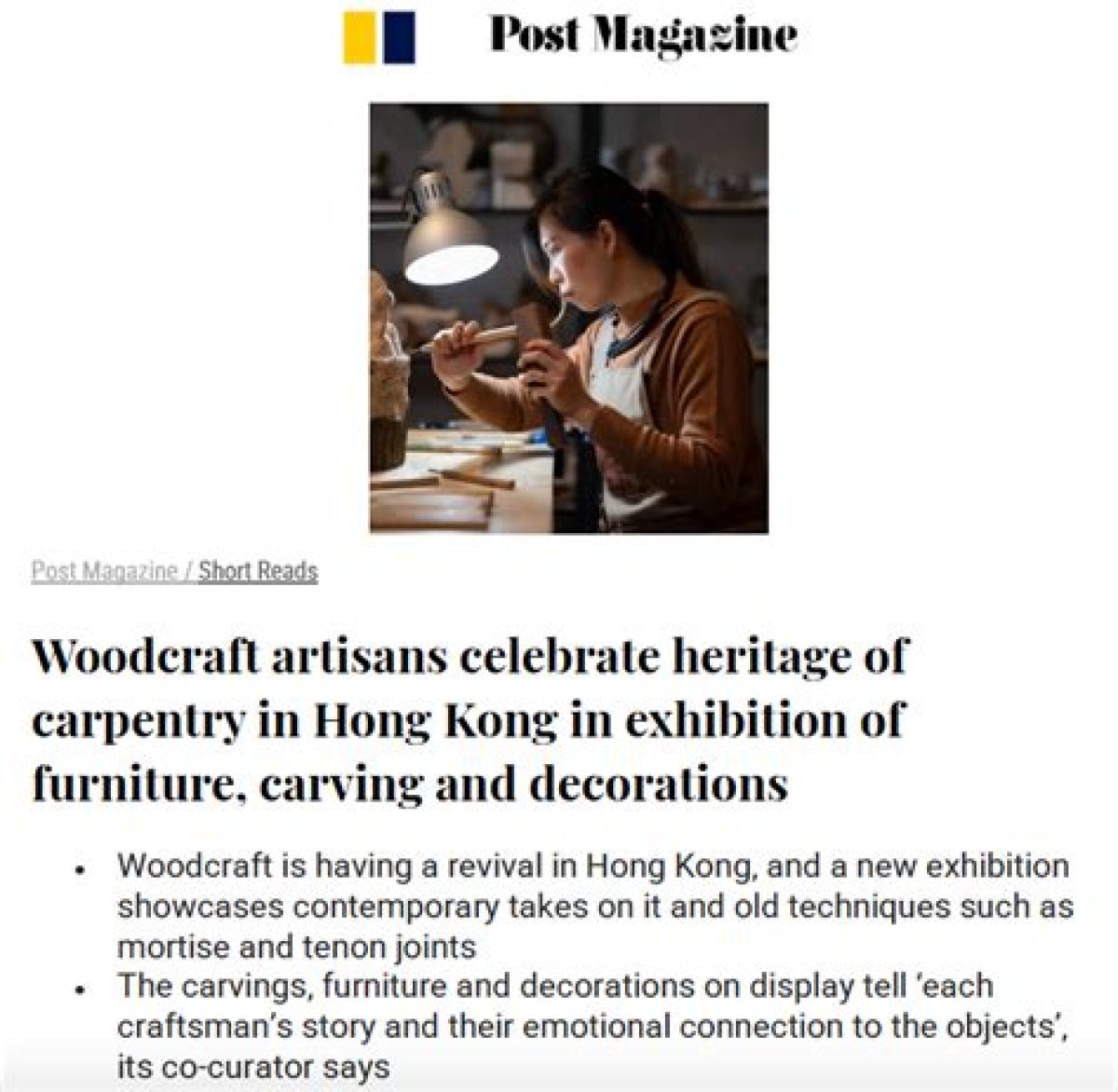Woodcraft Artisans Celebrate Heritage of Carpentry in Hong Kong in Exhibition of Furniture, Carving and Decorations