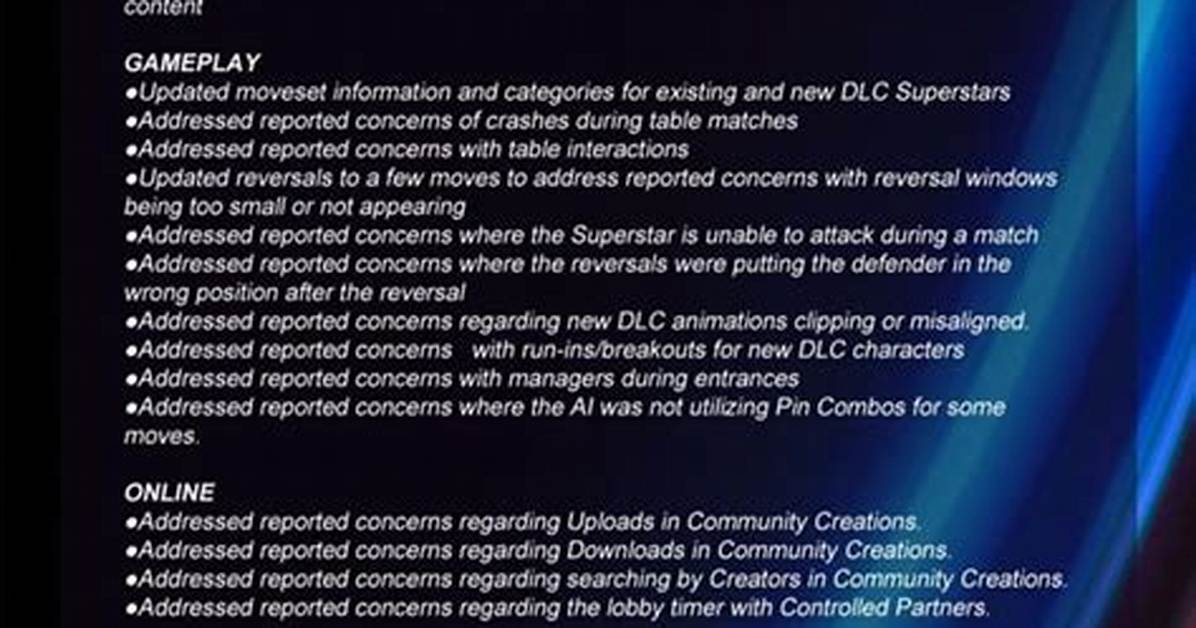 Wwe 2K22 Update 1.14 Patch Notes Today (June 6)